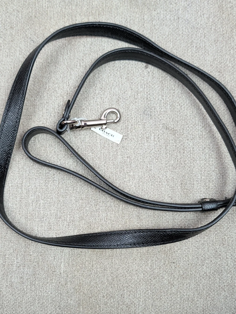 Coach Black Leather Dog Leash New Nwt